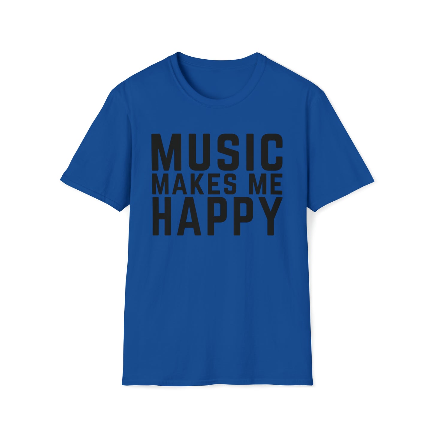Music Makes Me Happy - Block Logo Unisex Softstyle T-Shirt