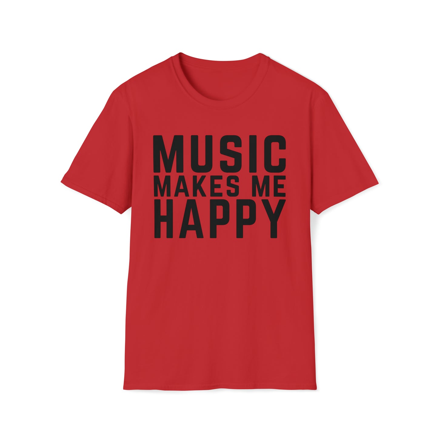 Music Makes Me Happy - Block Logo Unisex Softstyle T-Shirt