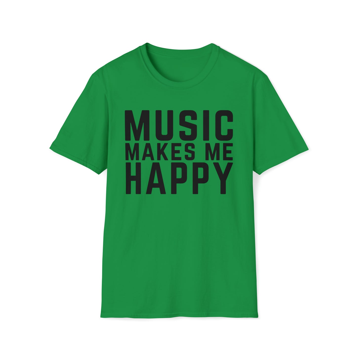Music Makes Me Happy - Block Logo Unisex Softstyle T-Shirt