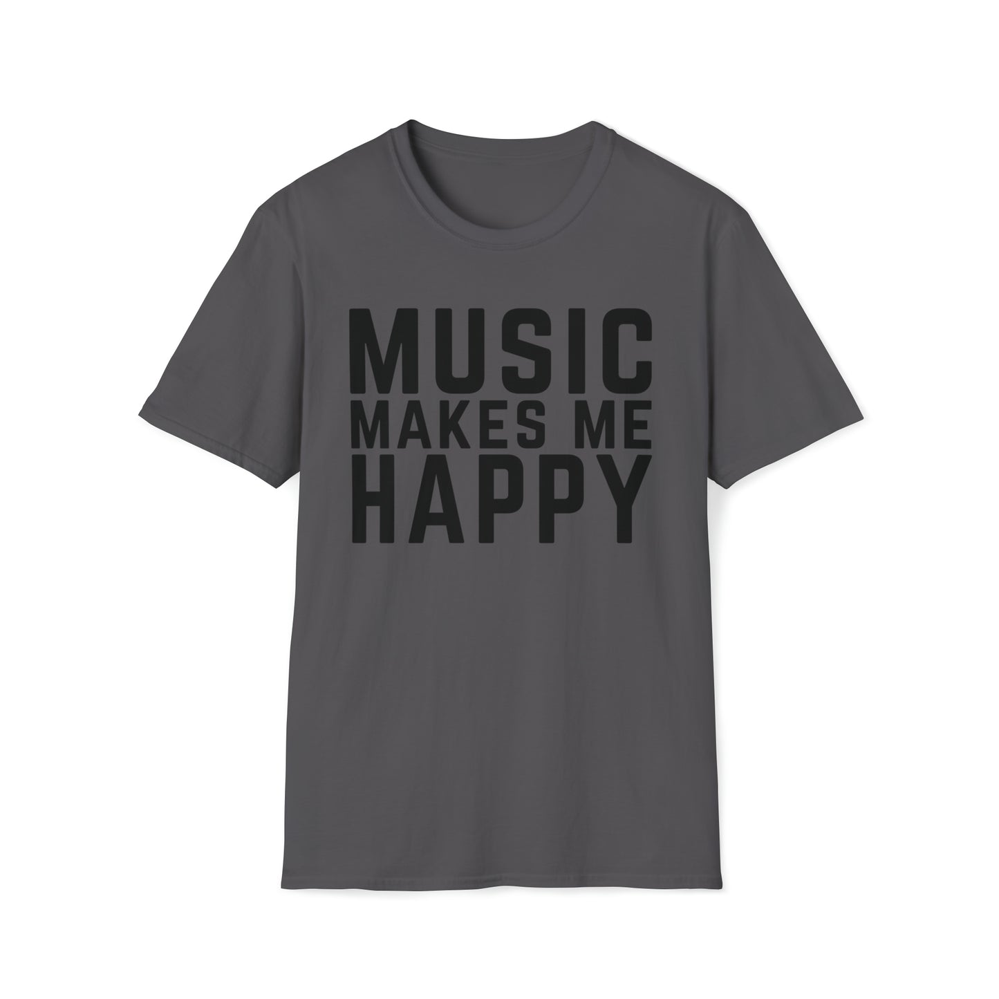 Music Makes Me Happy - Block Logo Unisex Softstyle T-Shirt