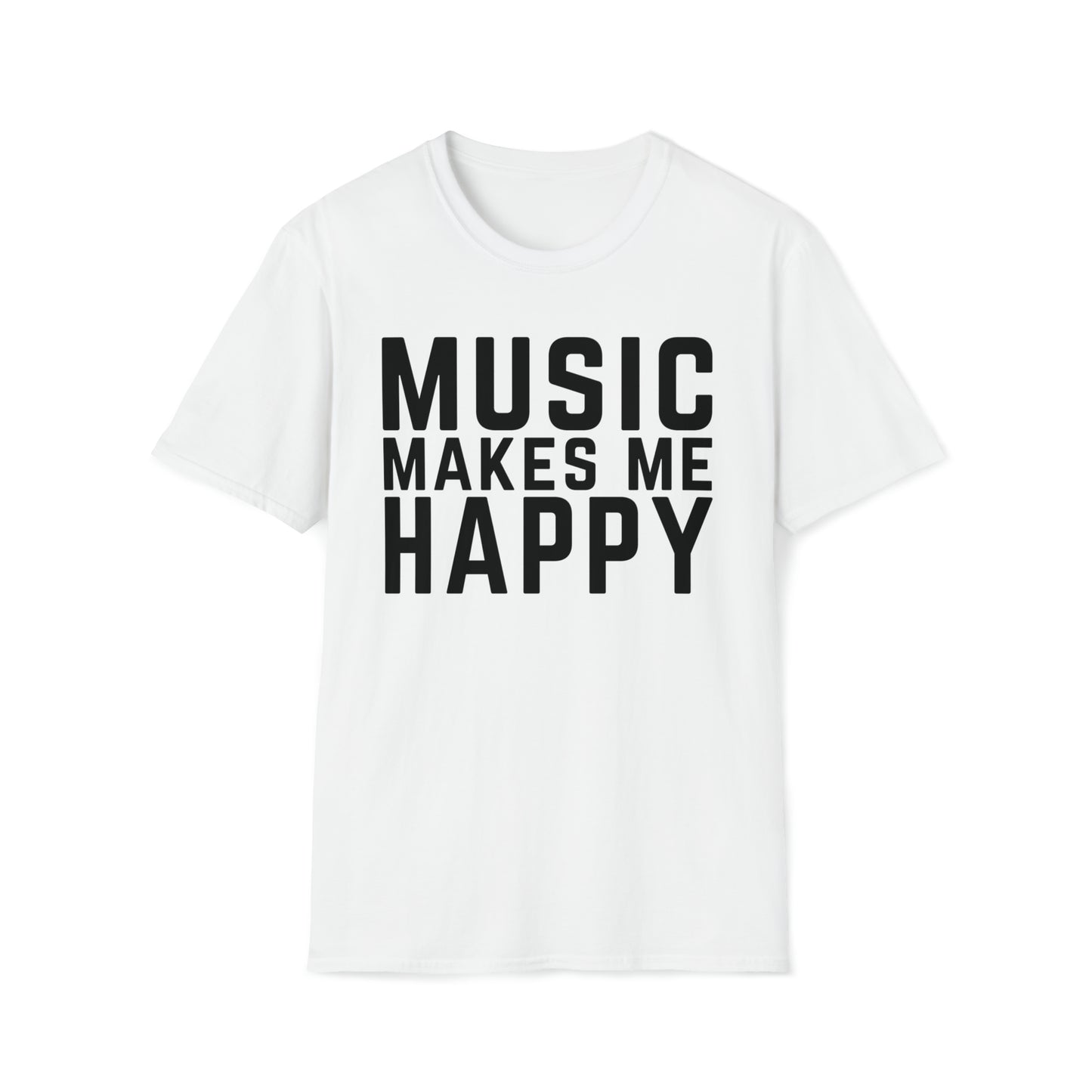 Music Makes Me Happy - Block Logo Unisex Softstyle T-Shirt