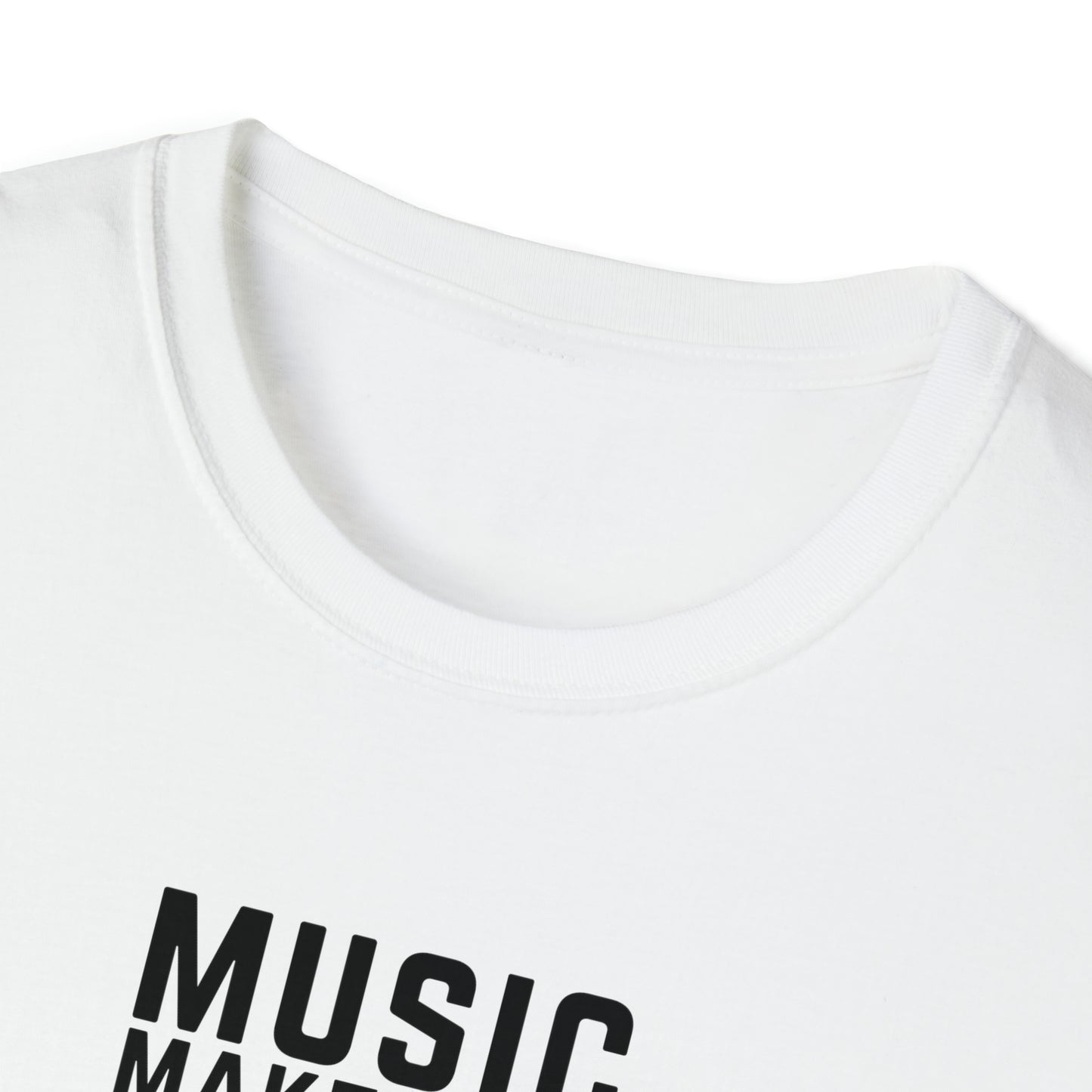 Music Makes Me Happy - Small Block Logo Unisex Softstyle T-Shirt